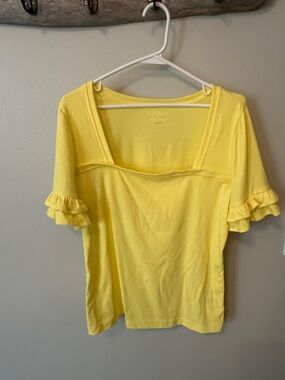 Lilly Pulitzer Bright Yellow Ruffle Sleeve Top